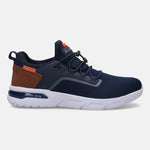 A blue Men's bugatti Athileisure Sneakers featuring a round plain toe, zero heels heel. Made from textile with a durable eva outsole, this laces design offers both style and comfort.