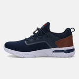 A blue Men's bugatti Athileisure Sneakers featuring a round plain toe, zero heels heel. Made from textile with a durable eva outsole, this laces design offers both style and comfort.