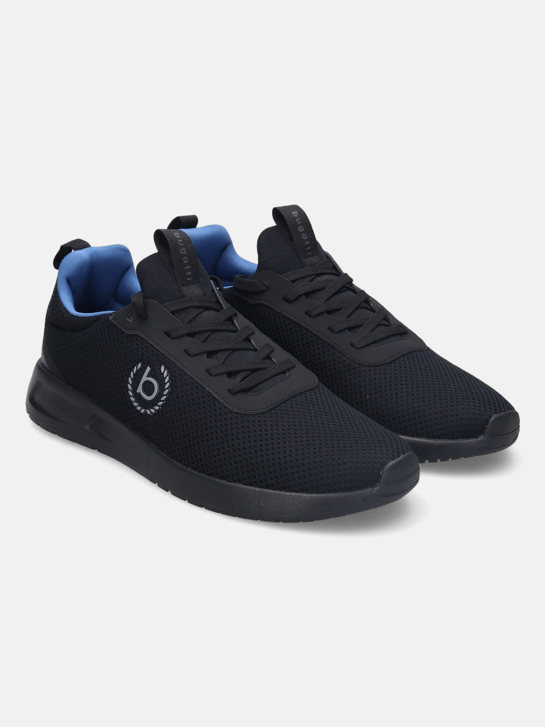 A black Men's bugatti Athileisure Sneakers featuring a round plain toe, zero heels heel. Made from textile with a durable eva outsole, this laces design offers both style and comfort.
