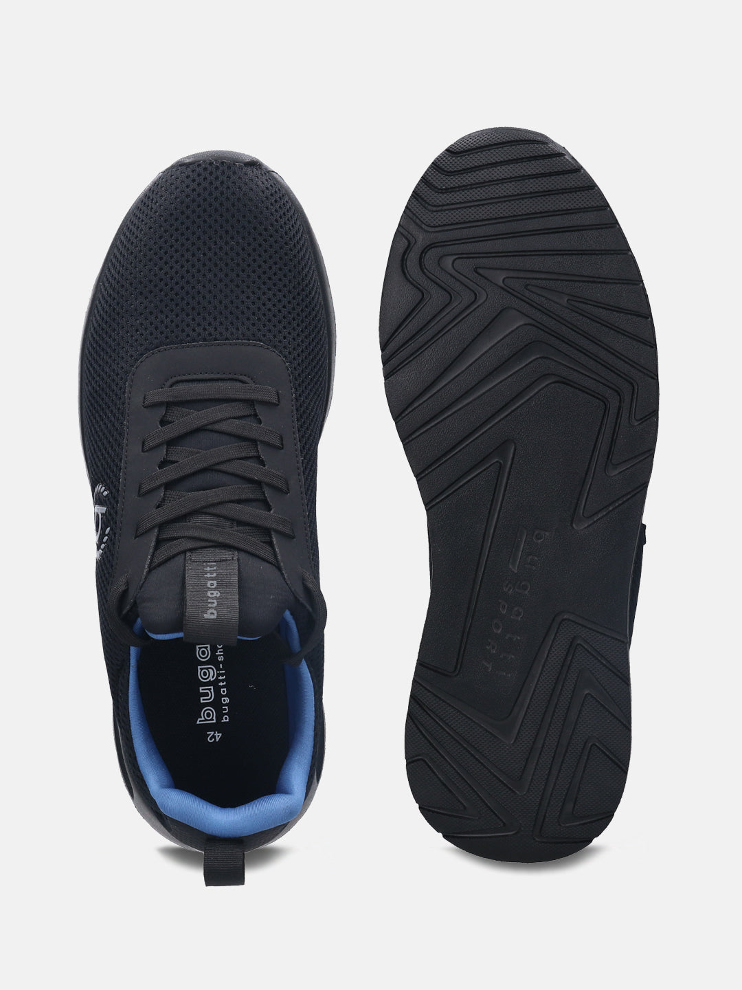 A black Men's bugatti Athileisure Sneakers featuring a round plain toe, zero heels heel. Made from textile with a durable eva outsole, this laces design offers both style and comfort.