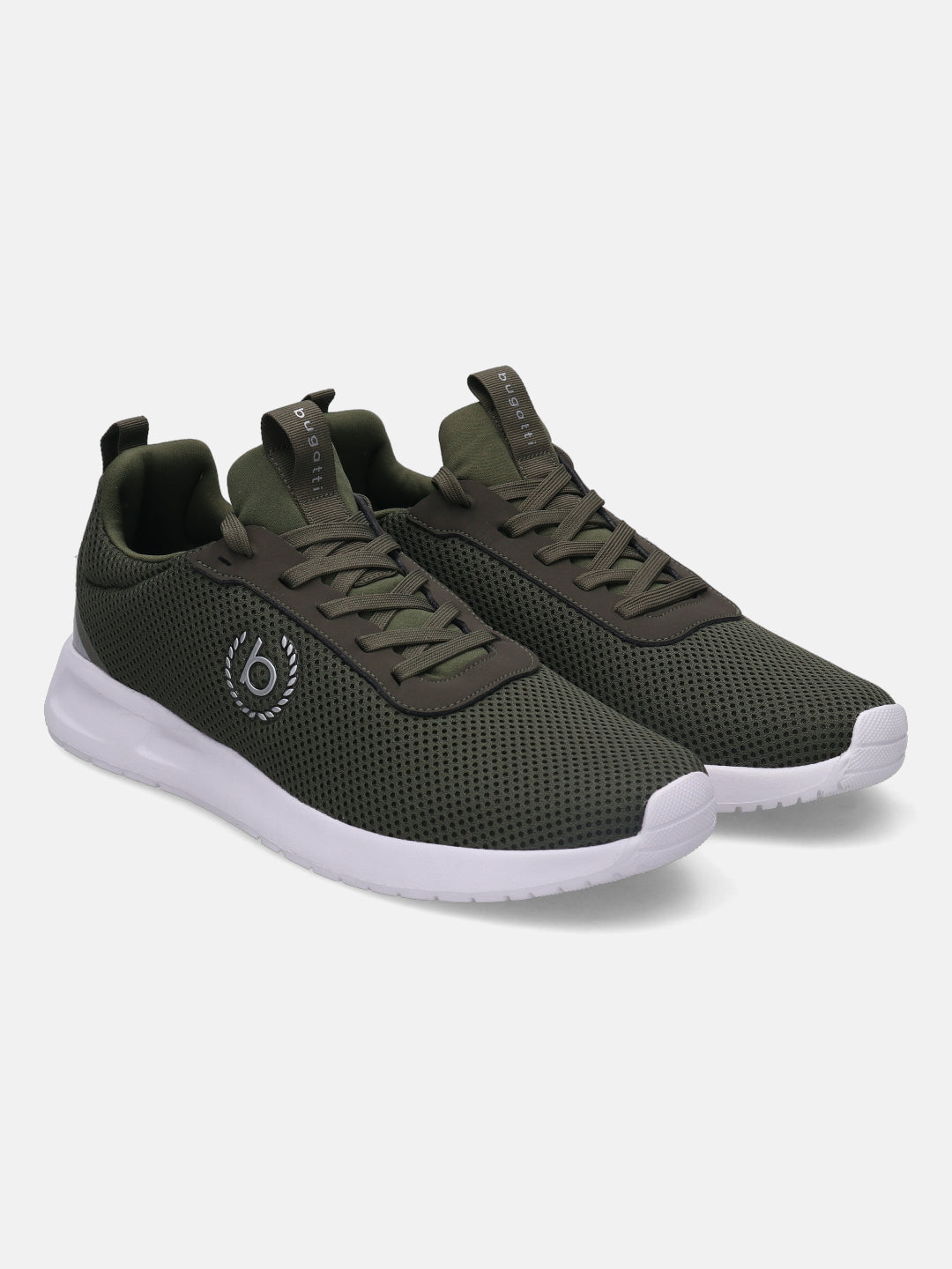 A green Men's bugatti Athileisure Sneakers featuring a round plain toe, zero heels heel. Made from textile with a durable eva outsole, this laces design offers both style and comfort.