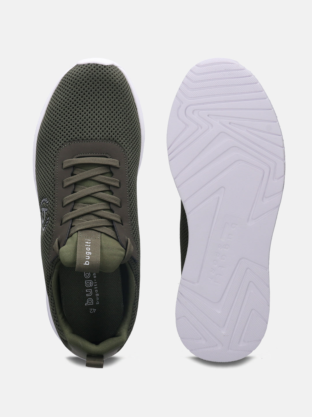 A green Men's bugatti Athileisure Sneakers featuring a round plain toe, zero heels heel. Made from textile with a durable eva outsole, this laces design offers both style and comfort.