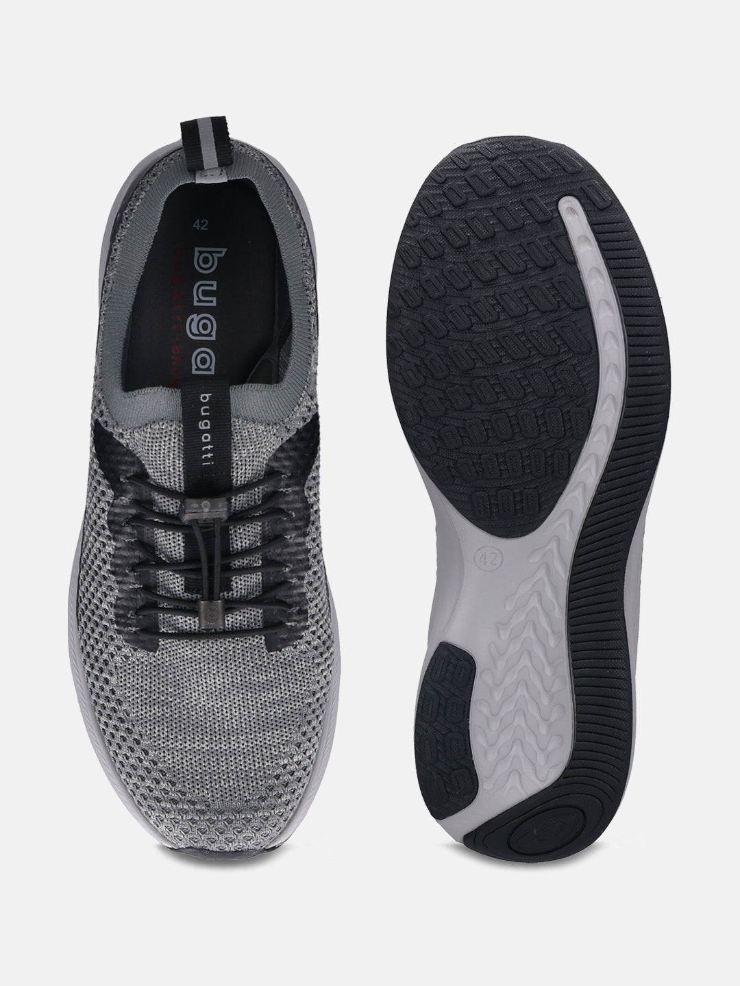 A grey Men's bugatti  Athileisure Sneakers featuring a round toe plain toe, zero heels heel. Made from textile with a durable eva outsole, this easy lace design offers both style and comfort.