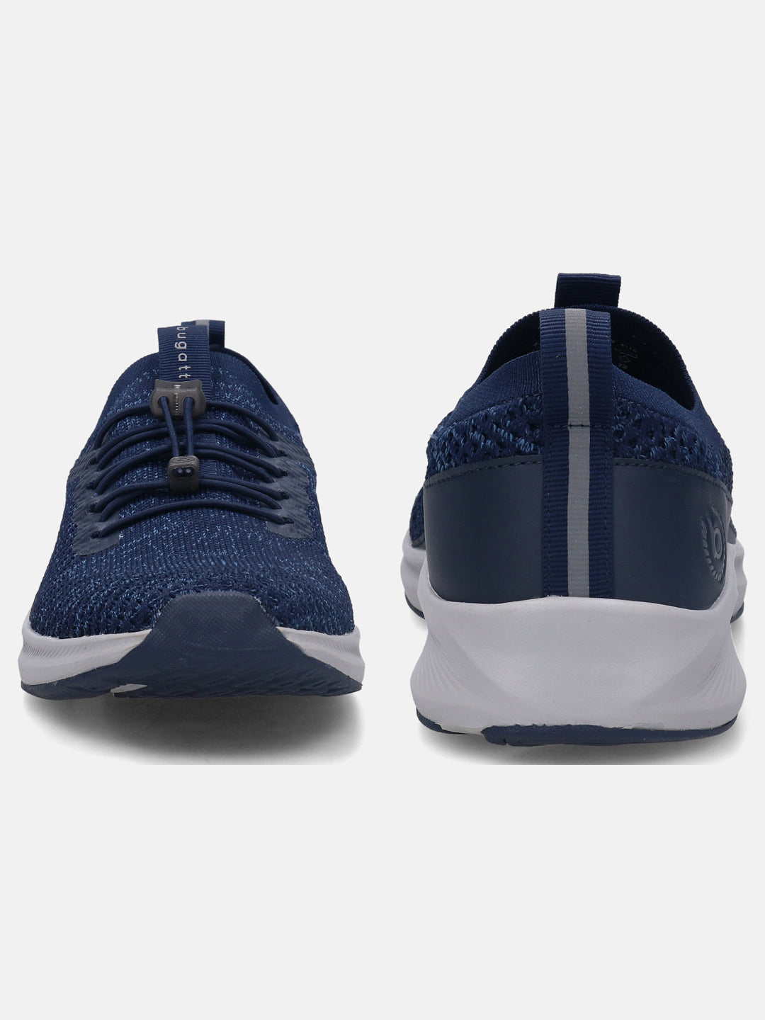 A blue Men's bugatti Athileisure Sneakers featuring a round plain toe, zero heels heel. Made from textile with a durable eva outsole, this elastic design offers both style and comfort.