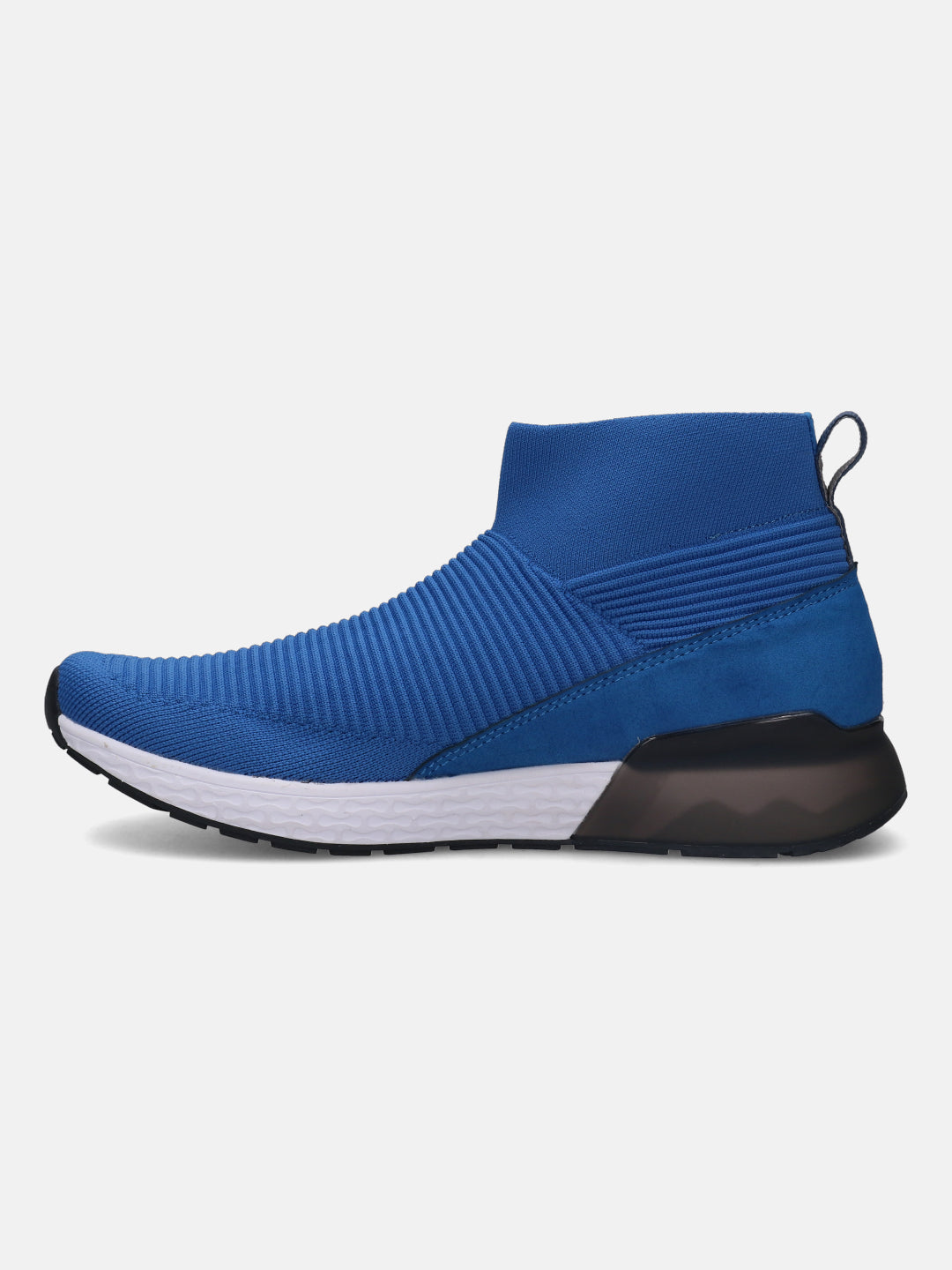 A blue Men's bugatti  Athileisure Sneakers featuring a round toe plain toe, zero heels heel. Made from textile with a durable eva outsole, this slip-on design offers both style and comfort.