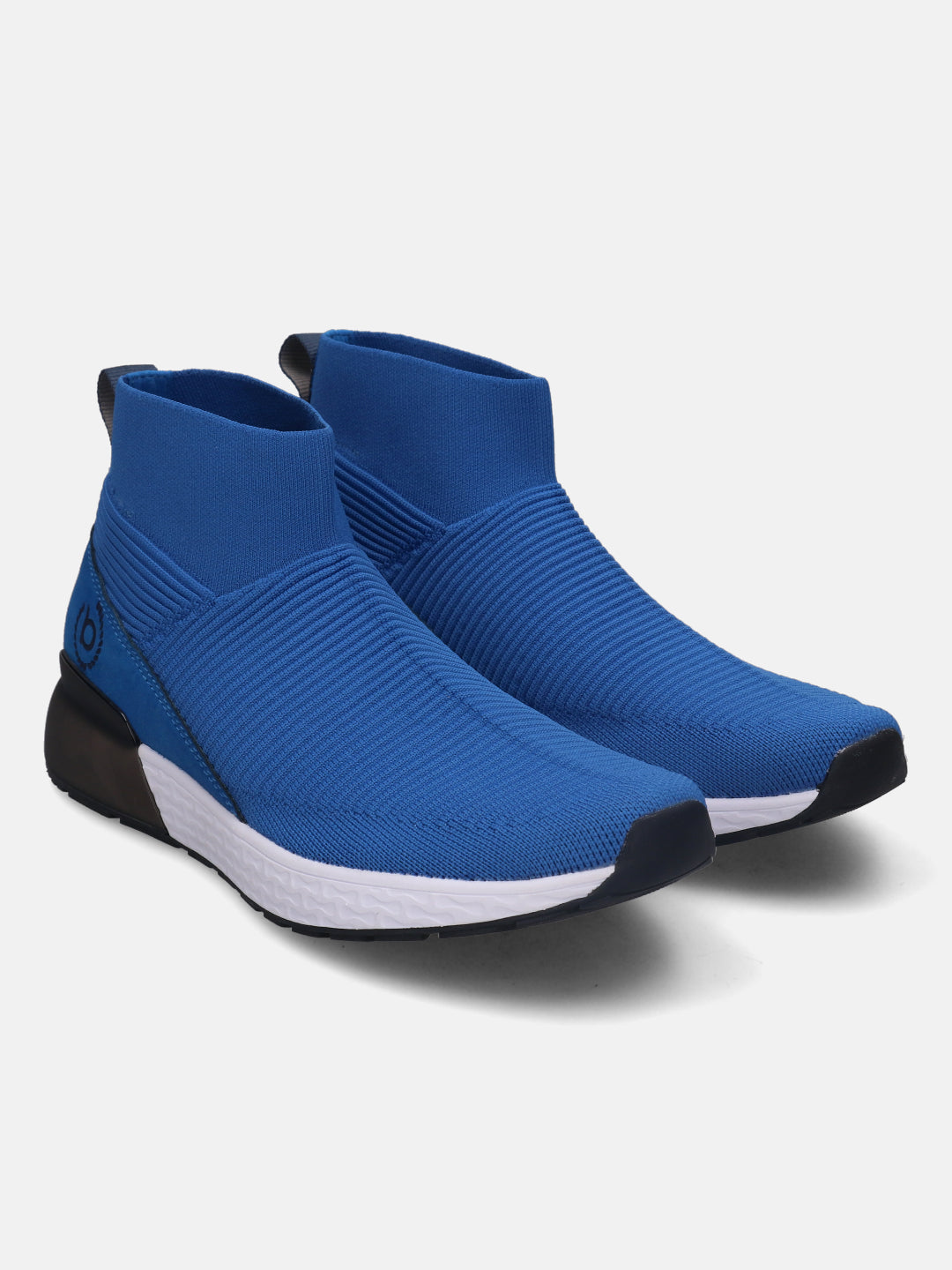 A blue Men's bugatti  Athileisure Sneakers featuring a round toe plain toe, zero heels heel. Made from textile with a durable eva outsole, this slip-on design offers both style and comfort.