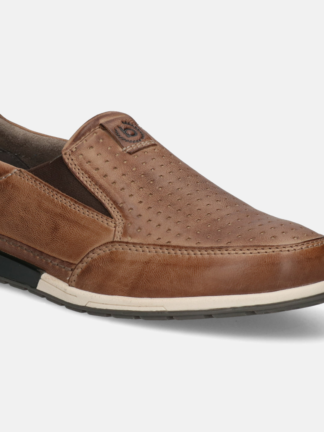 A yellow Men's bugatti  Slip-On Sneakers featuring a round toe plain toe, zero heels heel. Made from nubuck leather with a durable tpr outsole, this slip-on design offers both style and comfort.