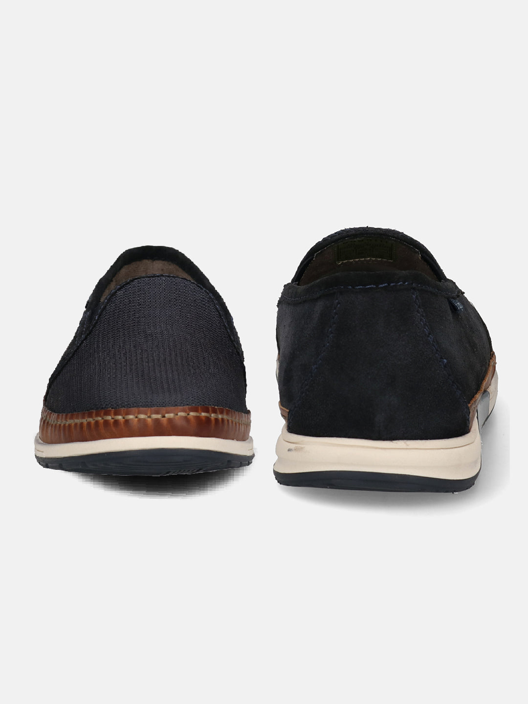 A blue Men's bugatti  Slip-On Sneakers featuring a round toe plain toe, zero heels heel. Made from textile with a durable tpr outsole, this slip-on design offers both style and comfort.
